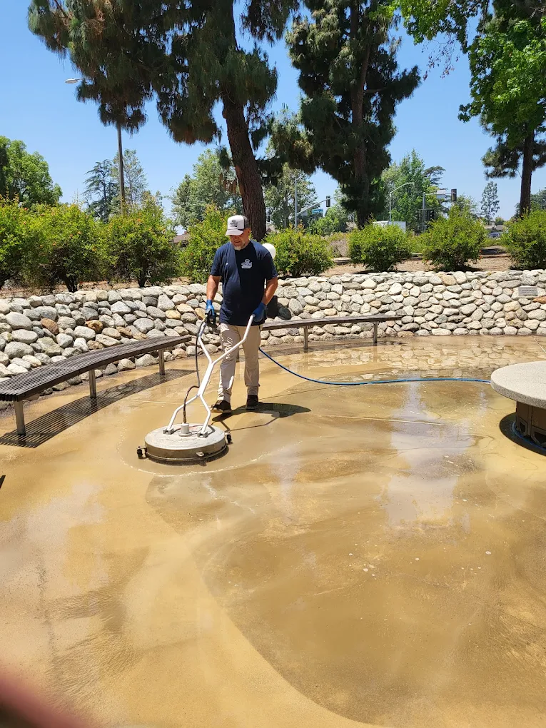 Cleaning a courtyard